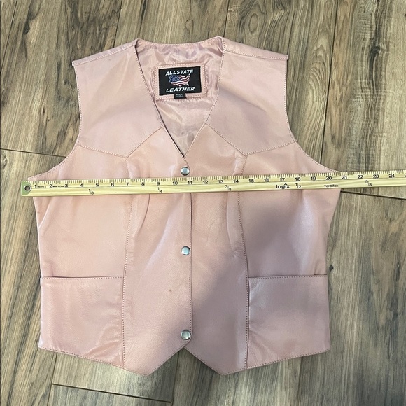 Allstate Vintage Pink Genuine Leather Vest Gypsy Renaissance Boho Western 2XL - Picture 2 of 10